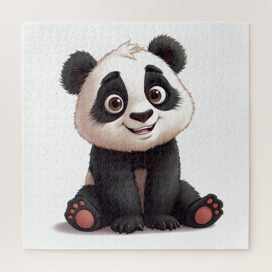 Sitting Panda Bear Cartoon Illustration Artwork ジグソーパズル (縦)