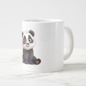 Sitting Panda Bear Cartoon Illustration Artwork ジャンボコーヒーマグカップ (正面右)