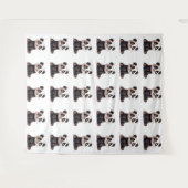 Sitting Panda Bear Cartoon Illustration Artwork タペストリー (正面(横))