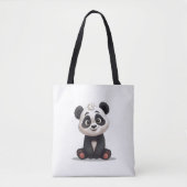Sitting Panda Bear Cartoon Illustration Artwork トートバッグ (正面)