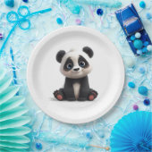 Sitting Panda Bear Cartoon Illustration Artwork ペーパープレート (パーティー)