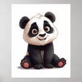 Sitting Panda Bear Cartoon Illustration Artwork ポスター (正面)