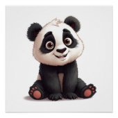 Sitting Panda Bear Cartoon Illustration Artwork ポスター (正面)