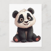 Sitting Panda Bear Cartoon Illustration Artwork ポストカード (正面)