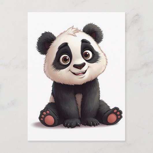 Sitting Panda Bear Cartoon Illustration Artwork ポストカード (正面)