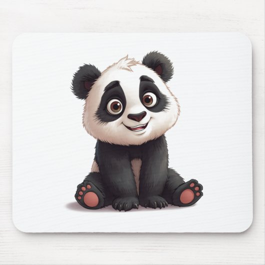 Sitting Panda Bear Cartoon Illustration Artwork マウスパッド (正面)