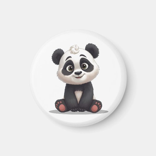 Sitting Panda Bear Cartoon Illustration Artwork マグネット (正面)