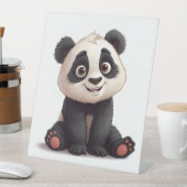 Sitting Panda Bear Cartoon Illustration Artwork 台座サイン (インサイチュ)
