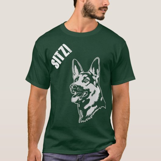 Sitz Schutzhundドイツ犬の保護犬 Tシャツ (正面)