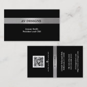 Siverの名刺とのシンプルな黒 名刺 (正面/裏面)