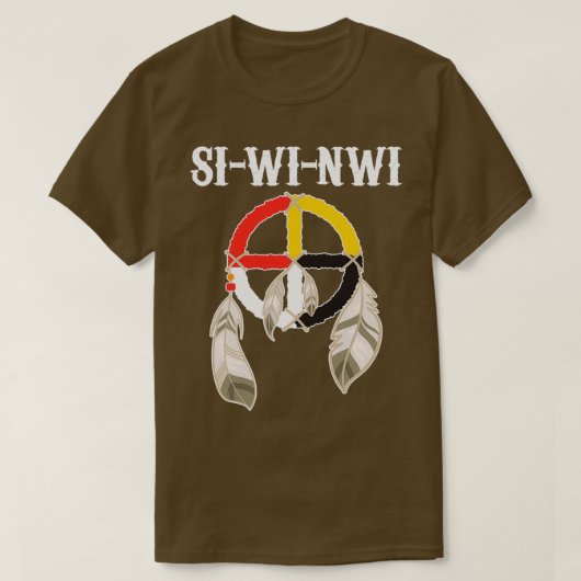 SIWINWIショーニー族先住民アメリカンインディアンメディ Tシャツ (デザイン正面)