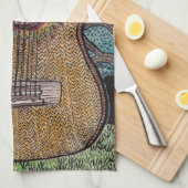 #Sixのギターの皿タオルのデザイン キッチンタオル (四つ折り)