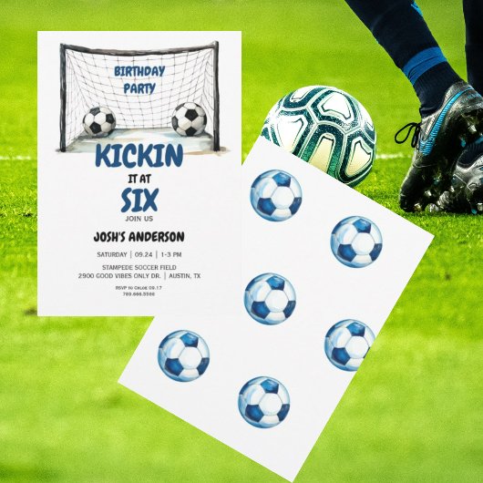 Sixキックオフ 6歳のサッカー誕生日パーティーII 招待状