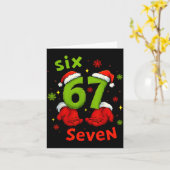 Six 6 7 Seven Christmas Humor Green Hand Festive G カード (黄色い花)
