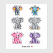 Six Cute Baby Elephants シール (シート)
