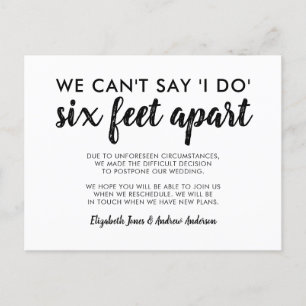 Six Feet Apart 新型コロナで延期になった結婚式 案内ポストカード