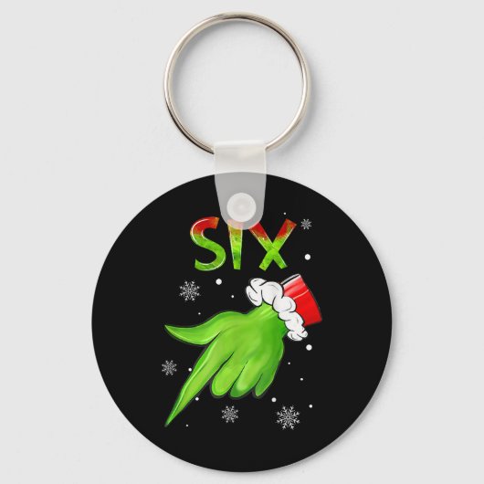 Six Funny Six Seven 6 7 Meme Santa Christmas Xmas  キーホルダー (正面)