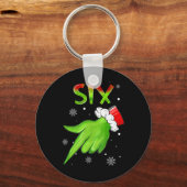 Six Funny Six Seven 6 7 Meme Santa Christmas Xmas  キーホルダー (正面)