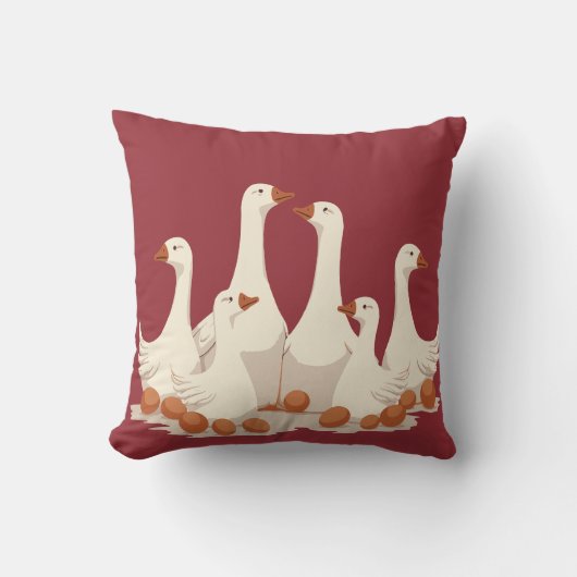Six Geese A-Laying Cut-Out Stencil-Style 2 クッション (正面)