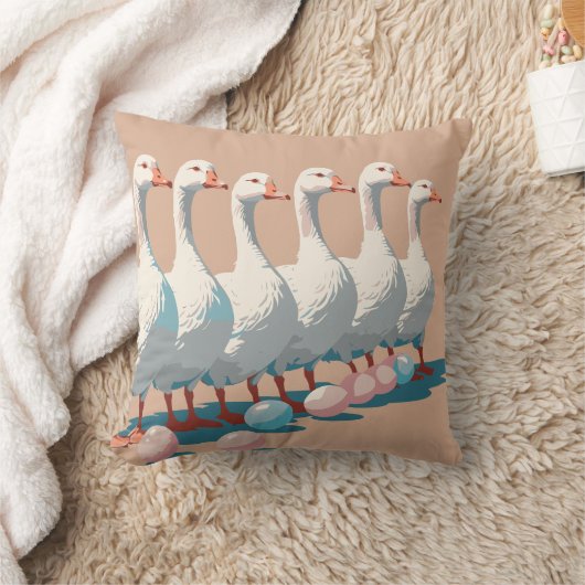 Six Geese A-Laying Cut-Out Stencil-Style 3 クッション (ブランケット)