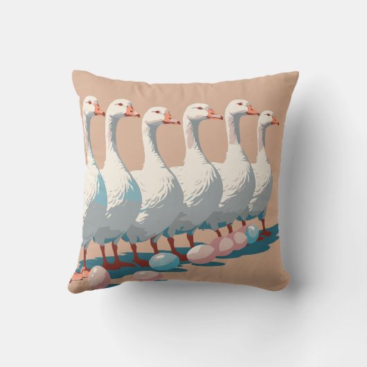 Six Geese A-Laying Cut-Out Stencil-Style 3 クッション (裏面)