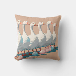 Six Geese A-Laying Cut-Out Stencil-Style 3 クッション