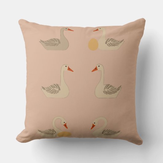 Six Geese A-Laying Mid-Century Retro Cut-Out 1 クッション (正面)