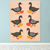 Six Geese A-Laying Mid-Century Retro Cut-Out 2 キャンバスプリント (インサイチュ (ウッドフロア))