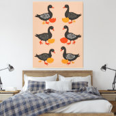 Six Geese A-Laying Mid-Century Retro Cut-Out 2 キャンバスプリント (インサイチュ (寝室))