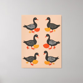 Six Geese A-Laying Mid-Century Retro Cut-Out 2 キャンバスプリント