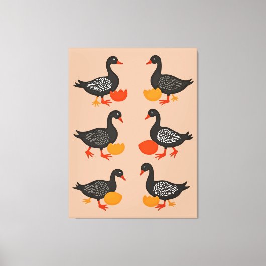 Six Geese A-Laying Mid-Century Retro Cut-Out 2 キャンバスプリント (正面)