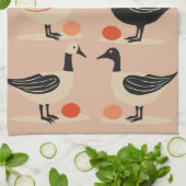 Six Geese A-Laying Mid-Century Retro Cut-Out 4 キッチンタオル (折り畳み)