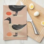 Six Geese A-Laying Mid-Century Retro Cut-Out 4 キッチンタオル (四つ折り)