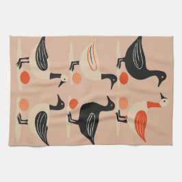 Six Geese A-Laying Mid-Century Retro Cut-Out 4 キッチンタオル