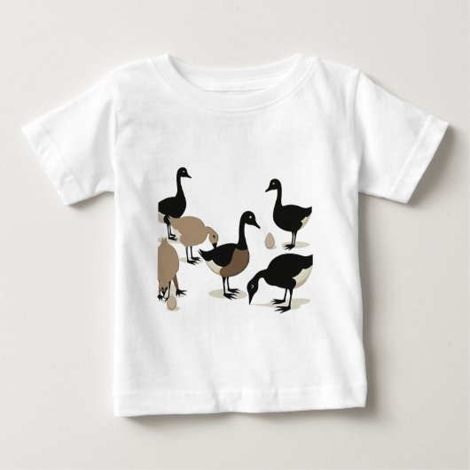 Six Geese A-Laying Mid-Century Retro Cut-Out 5 ベビーTシャツ (正面)