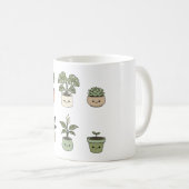  Six Happy Plants Coffee Mug | Stress Relief Green コーヒーマグカップ (正面右)
