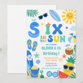 Six in the Sun 6歳の誕生日パーティー 招待状 (正面/裏面)