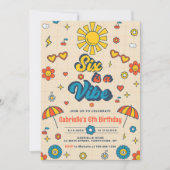 Six is a Vibe Groovyレトロデイジー6誕生日 招待状 (正面)