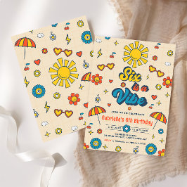 Six is a Vibe Groovyレトロデイジー6誕生日 招待状