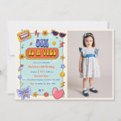 Six Is A Vibe Groovy Hippie 6誕生日写真 招待状 (正面)