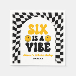 Six Is A Vibe Retro Sixth 6th Birthday Party スタンダードカクテルナプキン