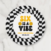 Six Is A Vibe Retro Sixth 6th Birthday Party フェイバータグ (裏面)