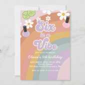 Six is a vibe Spa Rainbow 6歳の誕生日 招待状 (正面)