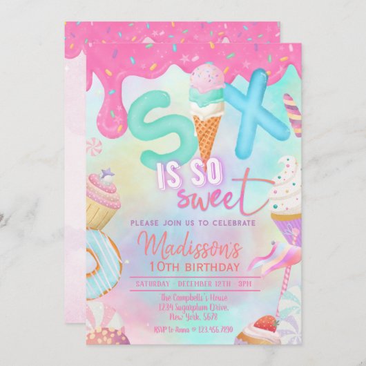 six is so sweet invitation 招待状 (正面/裏面)