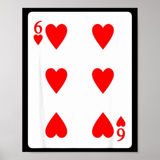 Six Of Hearts Playing Card Valentine Costume ポスター (正面)