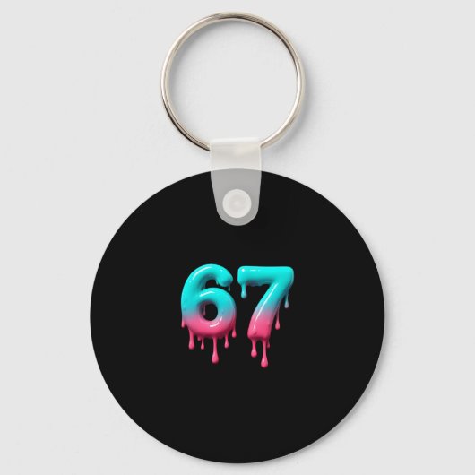 Six Seven 67 ミーム アルファ世代の子供と大人向け 6 キーホルダー (正面)