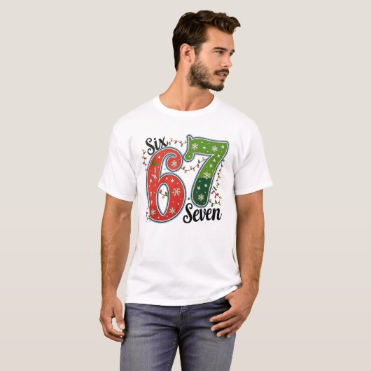 Six Seven 67 6 7 Christmas Meme Funny Xmas Lights Tシャツ (正面フル)