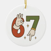 Six Seven 67 6 7 Christmas Santa Elf Meme セラミックオーナメント (正面)