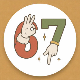 Six Seven 67 6 7 Christmas Santa Elf Meme ラウンドシール