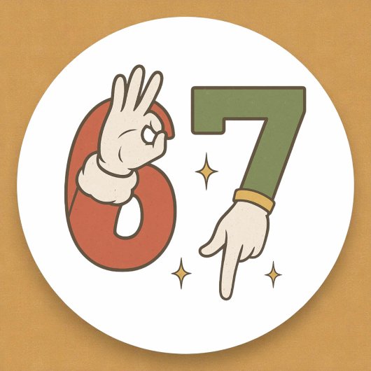 Six Seven 67 6 7 Christmas Santa Elf Meme ラウンドシール